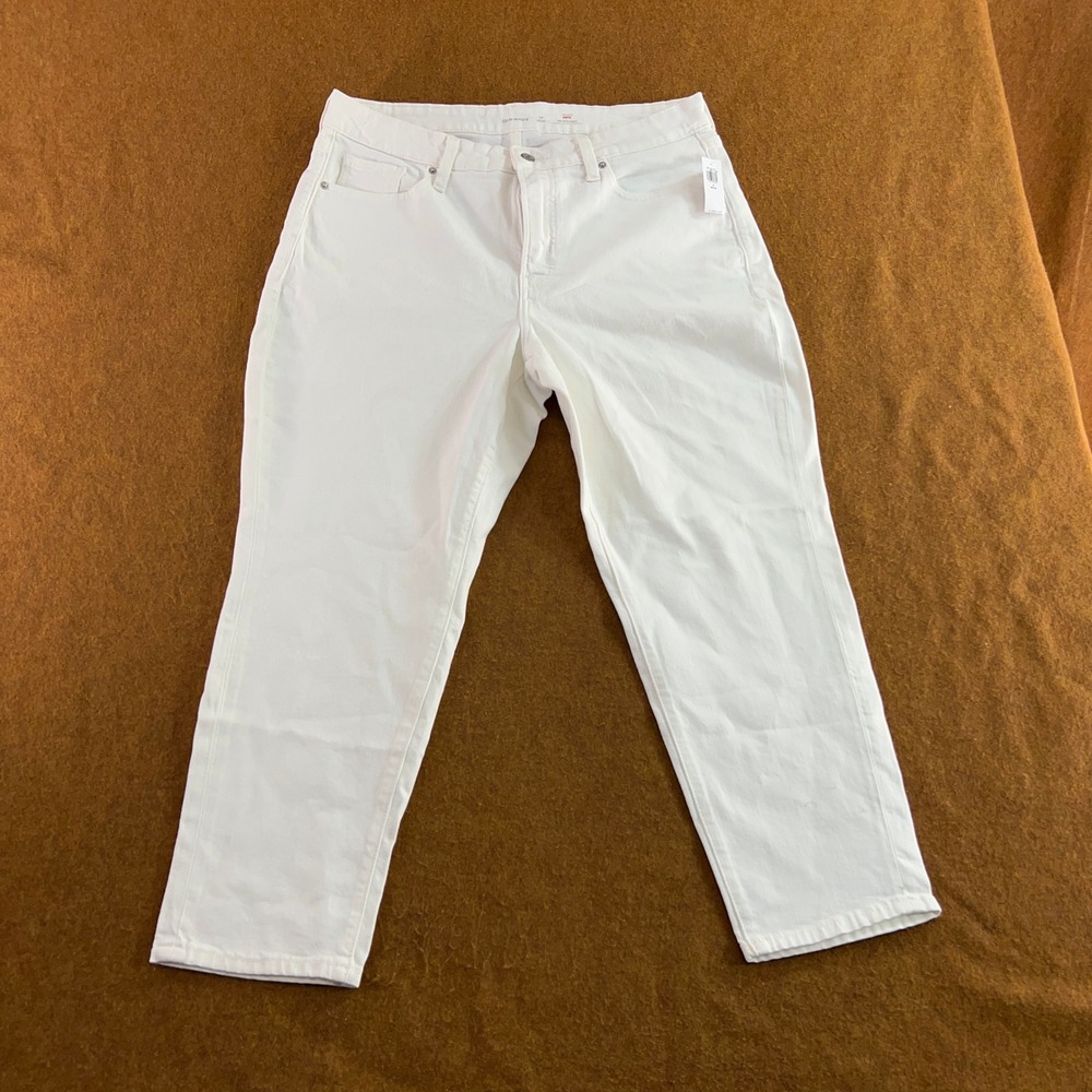 Old Navy Womens 14 Petite White High-Rise Curvy OG Straight Jeans NWT